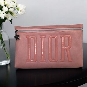 DIOR Beauty Pink Suede Cosmetic Makeup Pouch - New